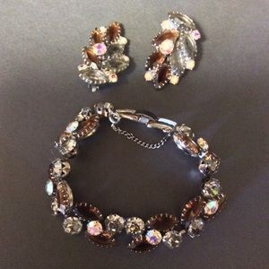 Vintage Bracelet and Clip On Earrings